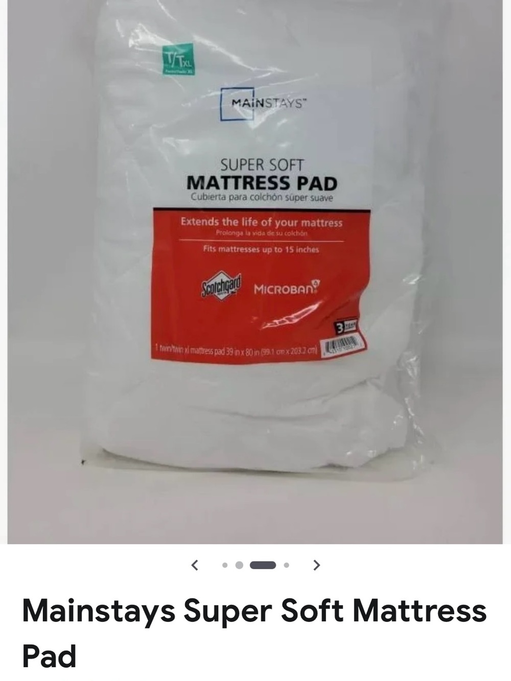 Mainstays super soft mattress pad
